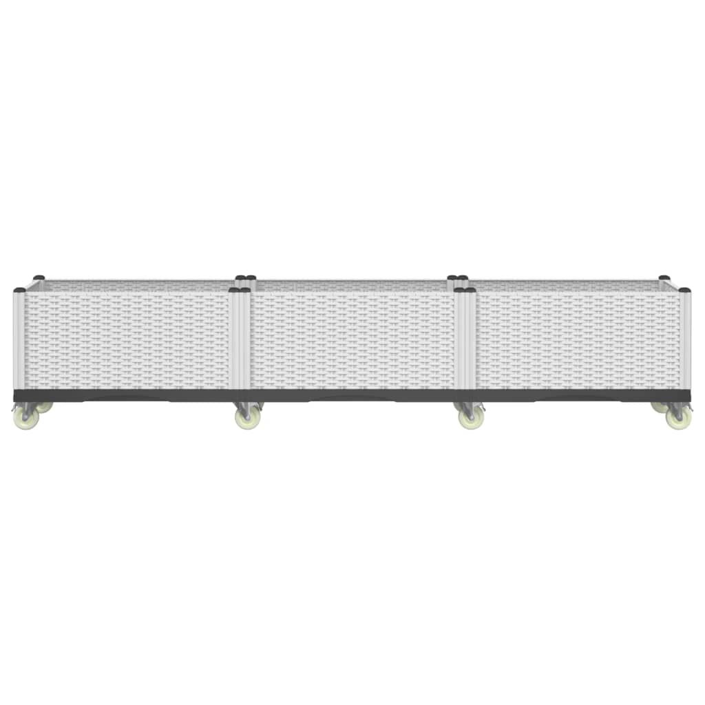 vidaXL Ζαρντινιέρα Κήπου με Ροδάκια Λευκό 240x50x54 εκ. Πολυπροπυλένιο