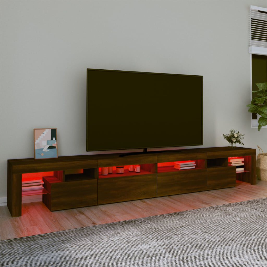 vidaXL Έπιπλο Τηλεόρασης με LED Καφέ Δρυς 260x36,5x40 εκ.