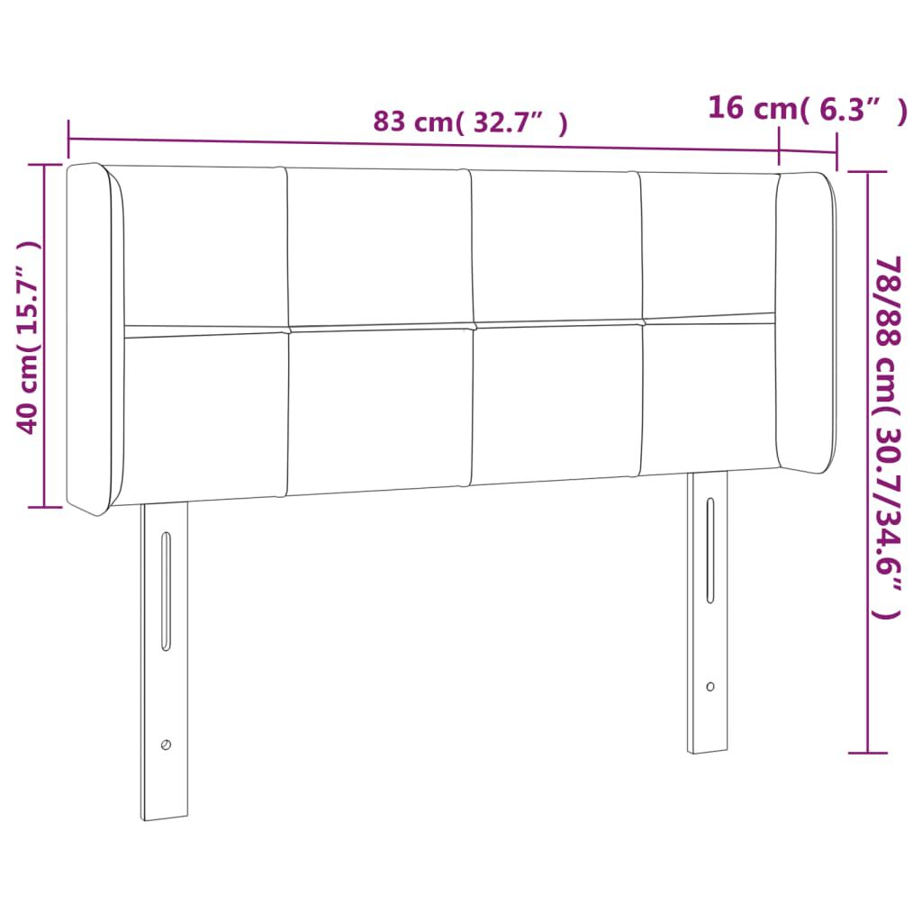 vidaXL Κεφαλάρι Κρεβατιού LED Ροζ 83x16x78/88 εκ. Βελούδινο