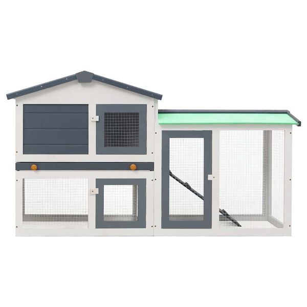vidaXL Κλουβί Κουνελιών Μεγάλο Γκρι/Λευκό 145 x 45 x 84 εκ. Ξύλινο