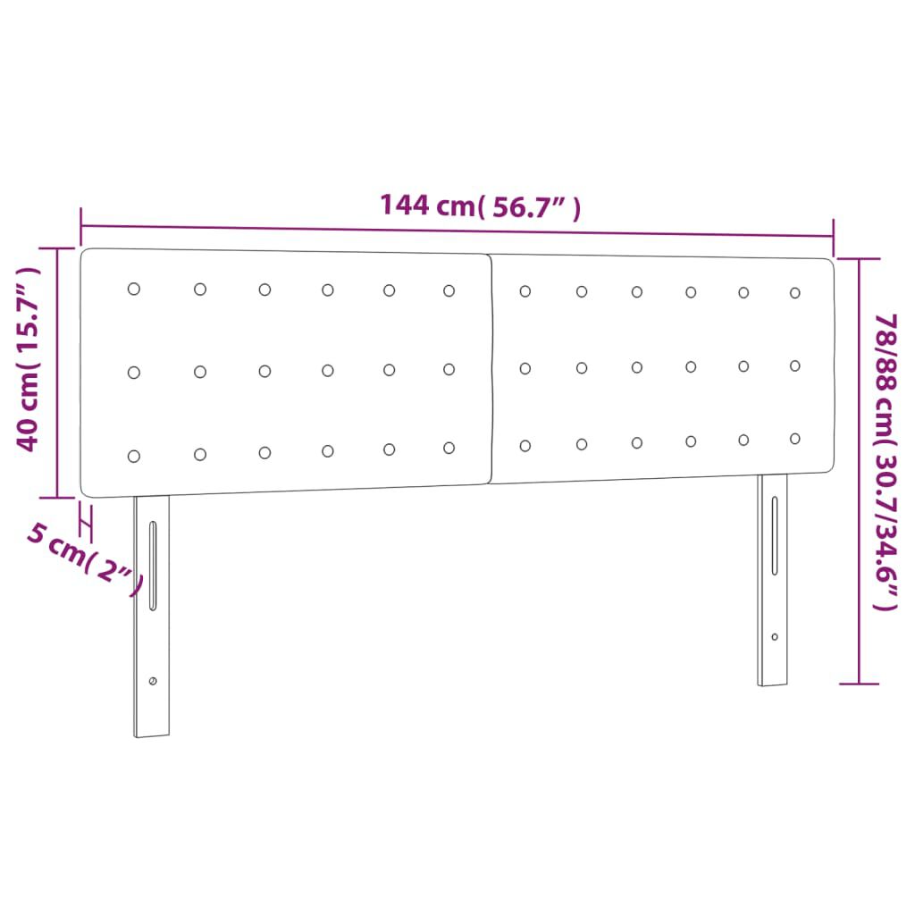 vidaXL Κεφαλάρι Κρεβατιού LED Μαύρο 144x5x78/88 εκ. Βελούδινο