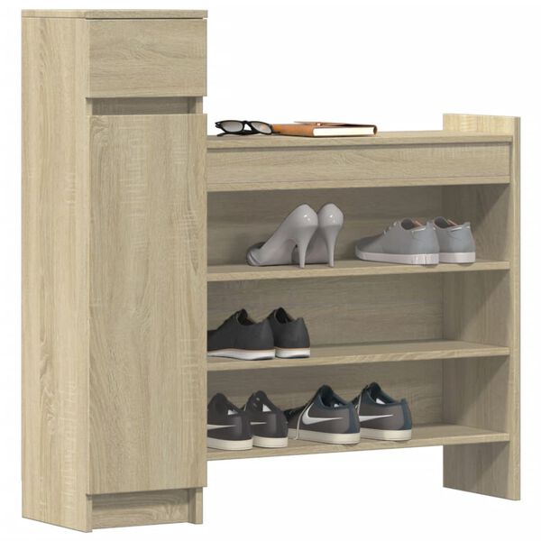 vidaXL Παπουτσοθήκη Sonoma Δρυς 100,5x28x100εκ. από Επεξεργασμένο Ξύλο