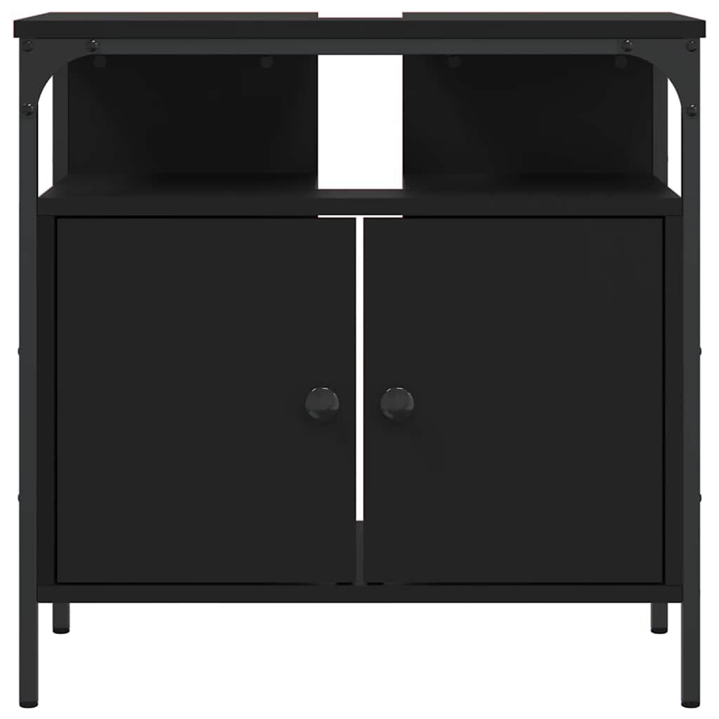 vidaXL Ντουλάπι Νιπτήρα Μπάνιου Μαύρο 60x30x60 εκ. Επεξεργασμένο Ξύλο