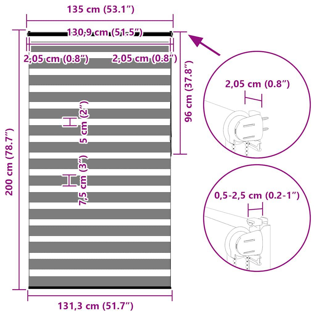 vidaXL Ζέβρα τυφλή Μαύρο Πλάτος υφάσματος 130,9 εκ. Πολυεστέρας