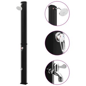 vidaXL Ντουζιέρα Εξωτ. Χώρου Ηλιακή Μαύρη 35 Λίτρα Κεφαλή Ντους/Βρύση