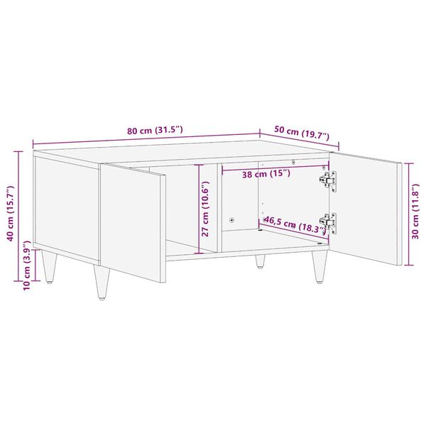 vidaXL Τραπεζάκι σαλονιού ανοιχτό γκρι 80x50x40 cm μασίφ ξύλο Mango