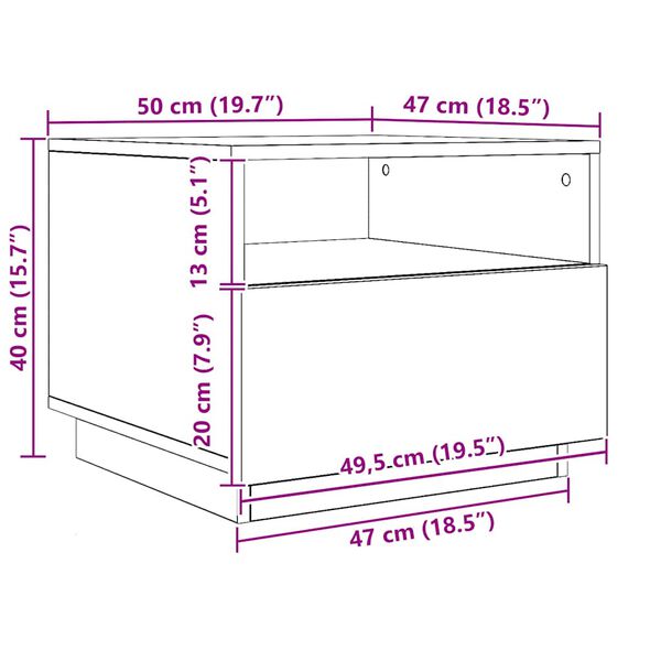 vidaXL Τραπεζάκι Σαλονιού με LED Artisan Δρυς 50x49x40 εκ.