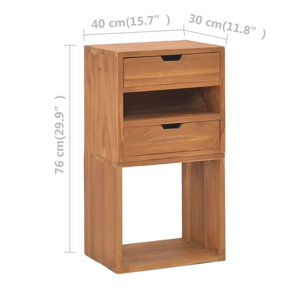 vidaXL Κομοδίνο 40 x 30 x 76 εκ. από Μασίφ Ξύλο Teak