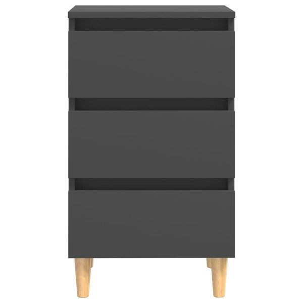 vidaXL Κομοδίνα 2 τεμ. Γκρι 40 x 35 x 69 εκ. με Μασίφ Ξύλινα Πόδια
