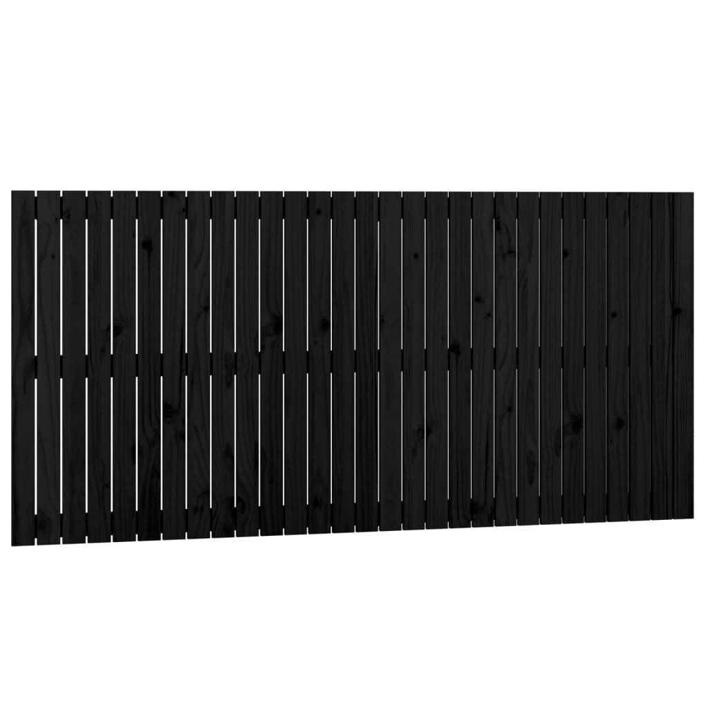 vidaXL Κεφαλάρι Τοίχου Μαύρο 185x3x90 εκ. από Μασίφ Ξύλο Πεύκου