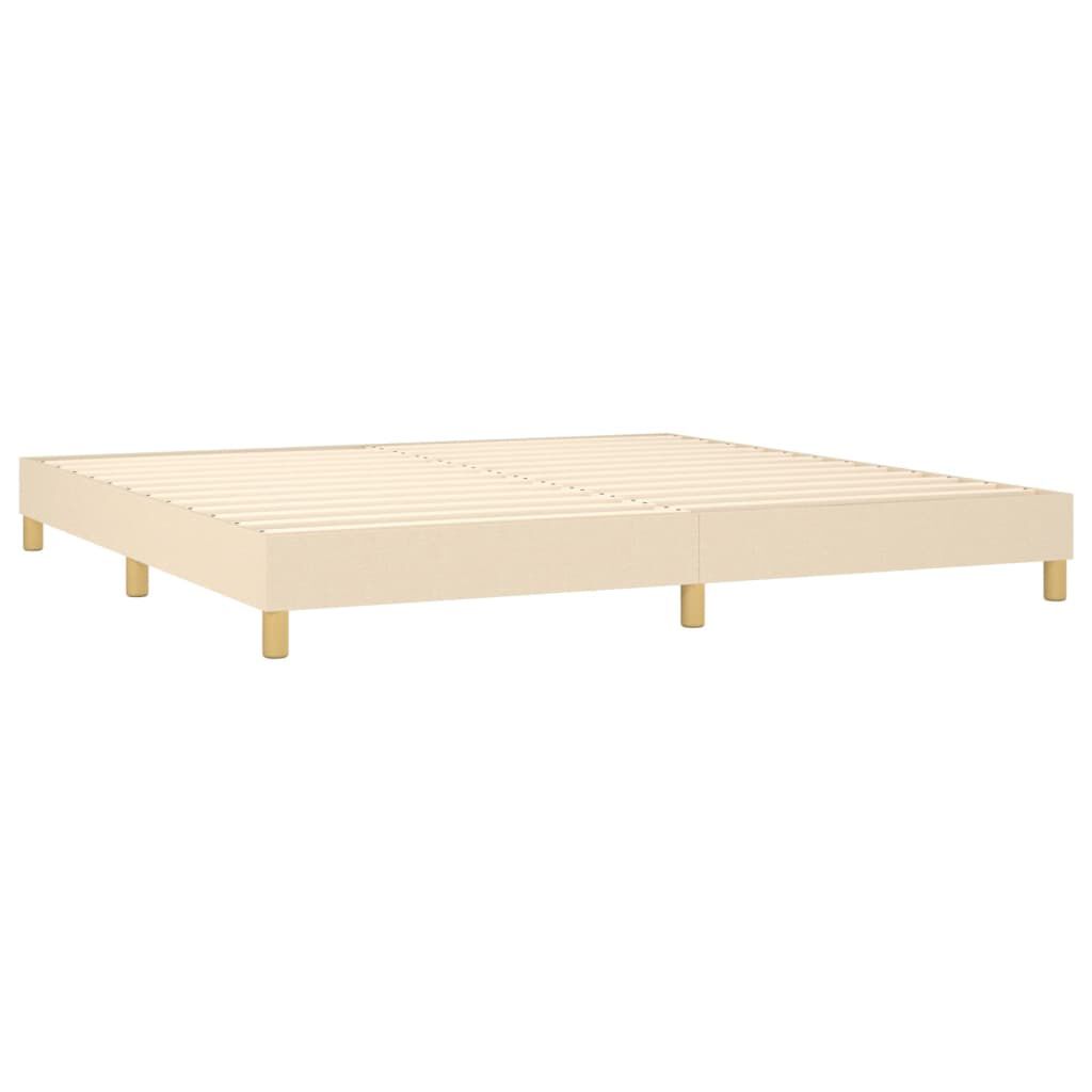 vidaXL Κρεβάτι Boxspring με Στρώμα & LED Κρεμ 200x200 εκ. Υφασμάτινο