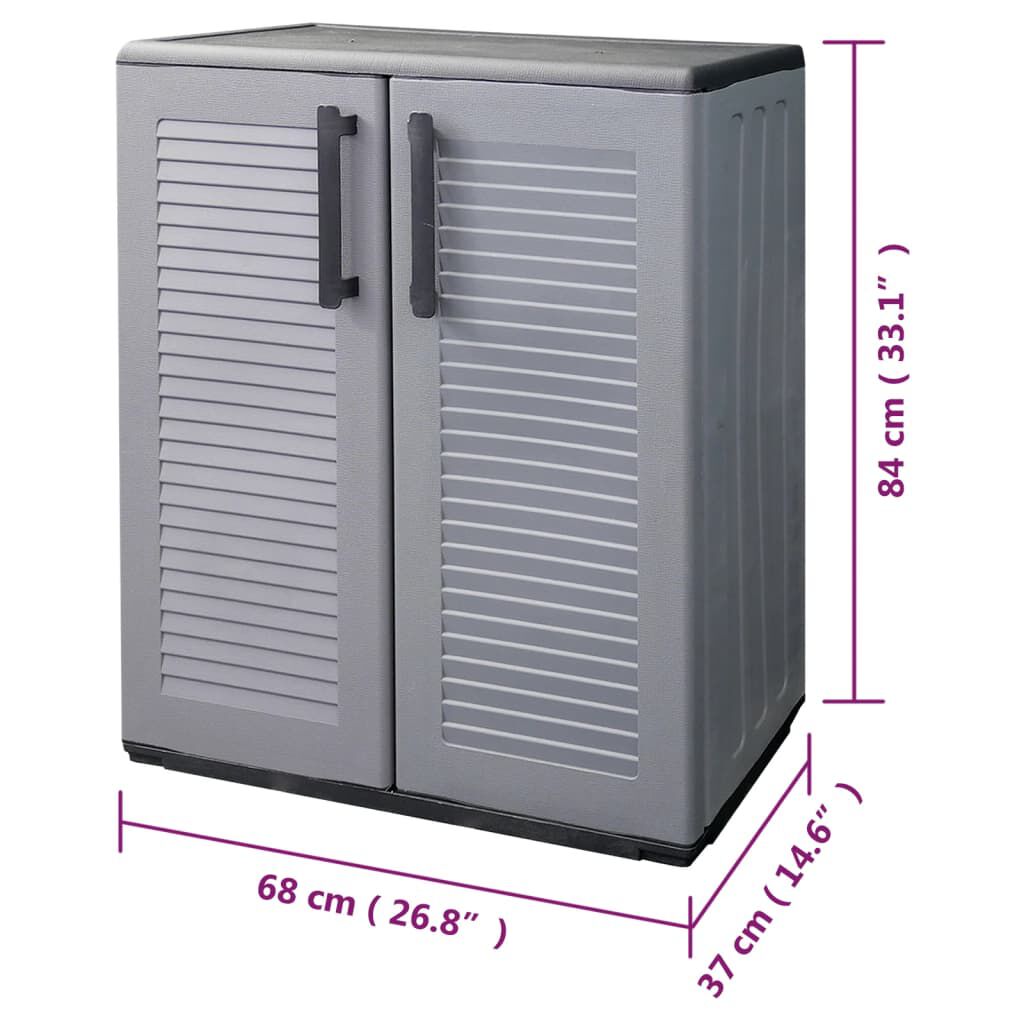vidaXL Ντουλάπι Αποθήκ. Κήπου Γκρι/Μαύρο 68x37x163 εκ. Πολυπροπυλένιο