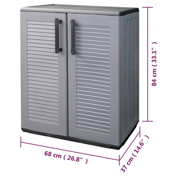 vidaXL Ντουλάπι Αποθήκ. Κήπου Γκρι/Μαύρο 68x37x163 εκ. Πολυπροπυλένιο