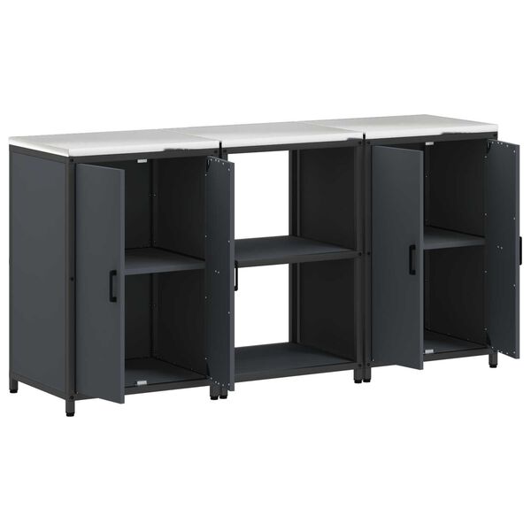 vidaXL Σετ Αποθήκευσης Κουζίνας 3 pcs Ανθρακί 180 x 50 x 92 εκ.