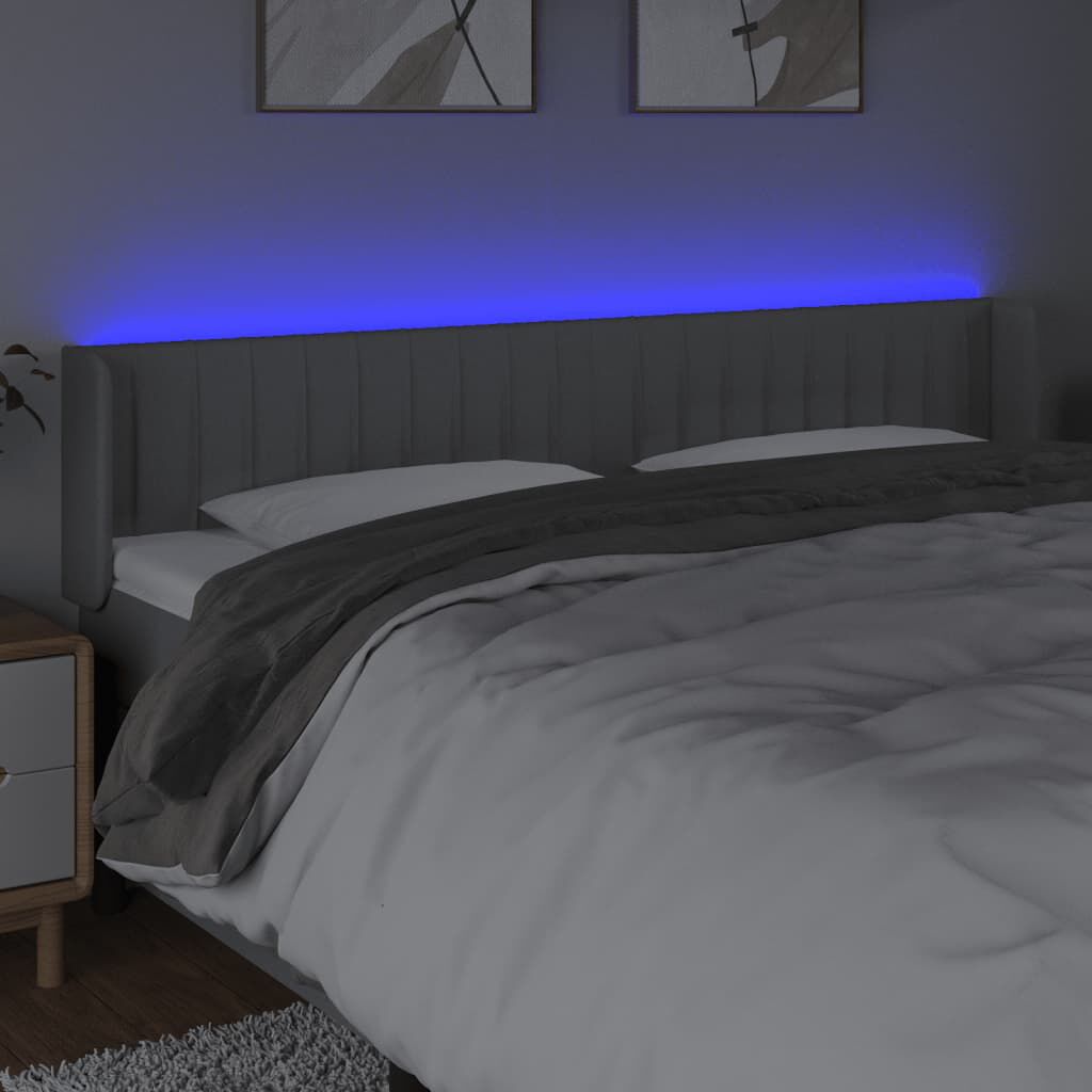 vidaXL Κεφαλάρι Κρεβατιού LED Ανοιχτό Γκρι 183x16x78/88 εκ. Υφασμάτινο