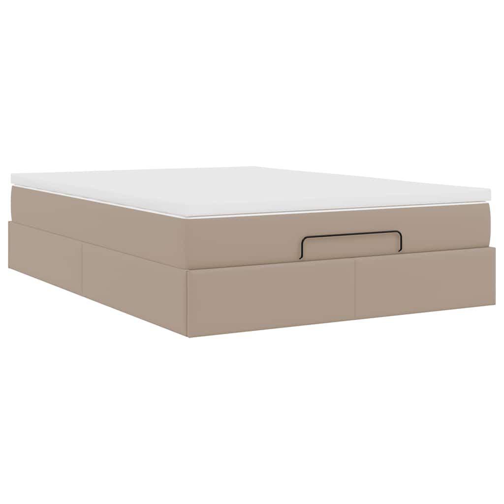 vidaXL Οθωμανικό κρεβάτι με στρώμα Cappucino 140x190cm Faux Leather