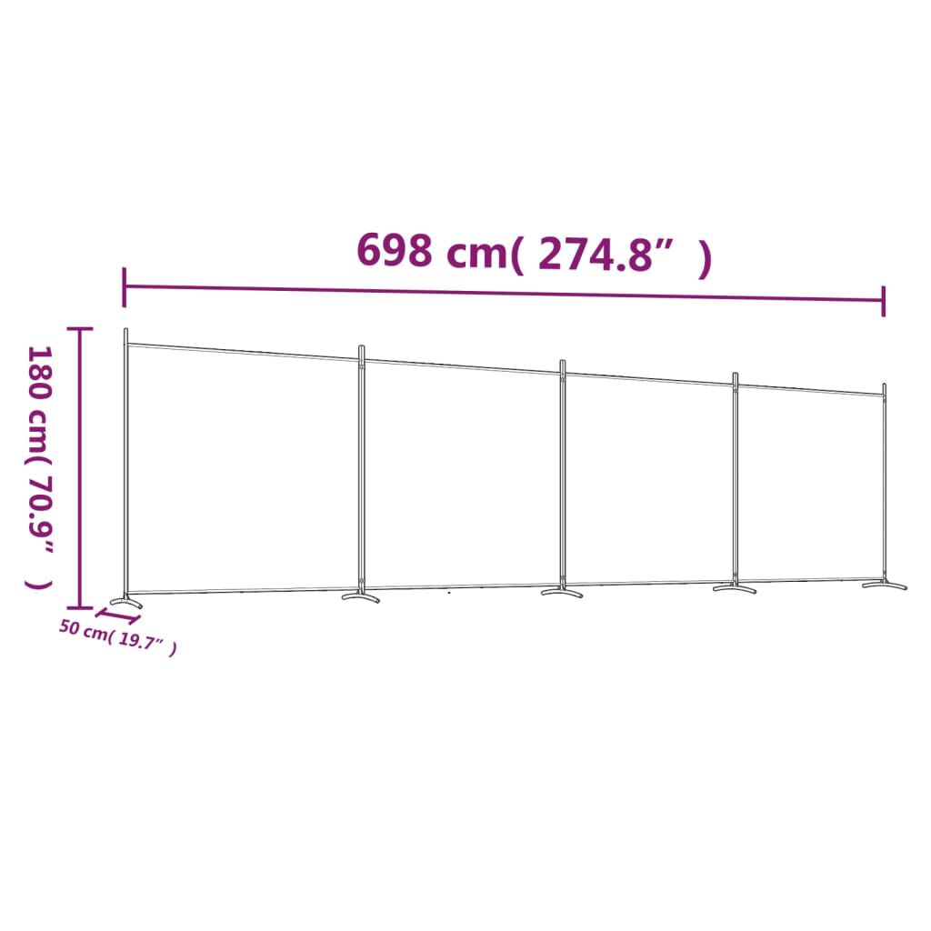 vidaXL Διαχωριστικό Δωματίου με 4 Πάνελ Καφέ 698x180 εκ. από Ύφασμα