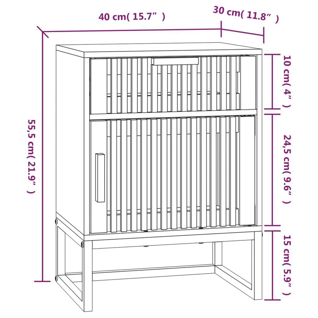 vidaXL Κομοδίνο Μαύρο 40x30x55,5 εκ. Επεξεργασμένο Ξύλο & Σίδερο