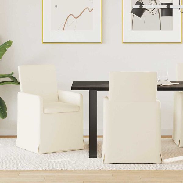 vidaXL Καρέκλες φαγητού με τροχούς 2 pcs Μπεζ 57 x 67 x 95 εκ Λινό