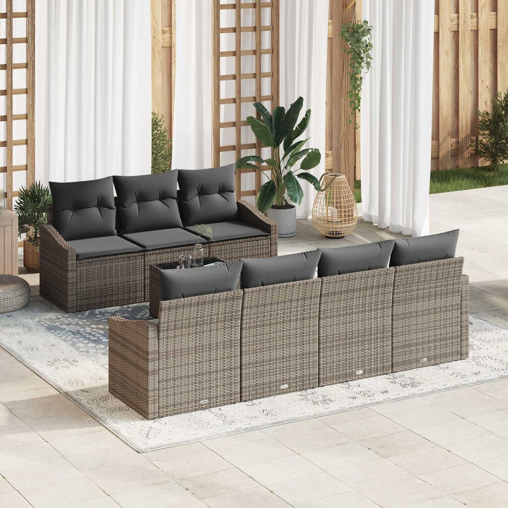 vidaXL Σετ Καναπέ Κήπου με μαξιλάρι 8 pcs Γκρι 55 x 55 x 37 εκ
