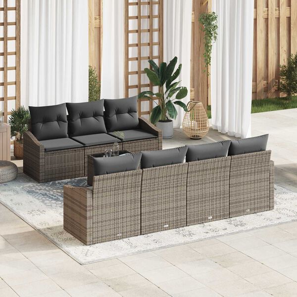 vidaXL Σετ Καναπέ Κήπου με μαξιλάρι 8 pcs Γκρι 55 x 55 x 37 εκ