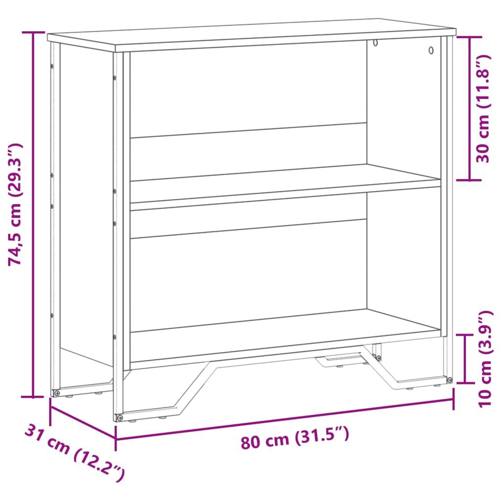 vidaXL Βιβλιοθήκη Μαύρη 80x31x74,5 εκ. από Επεξεργασμένο Ξύλο