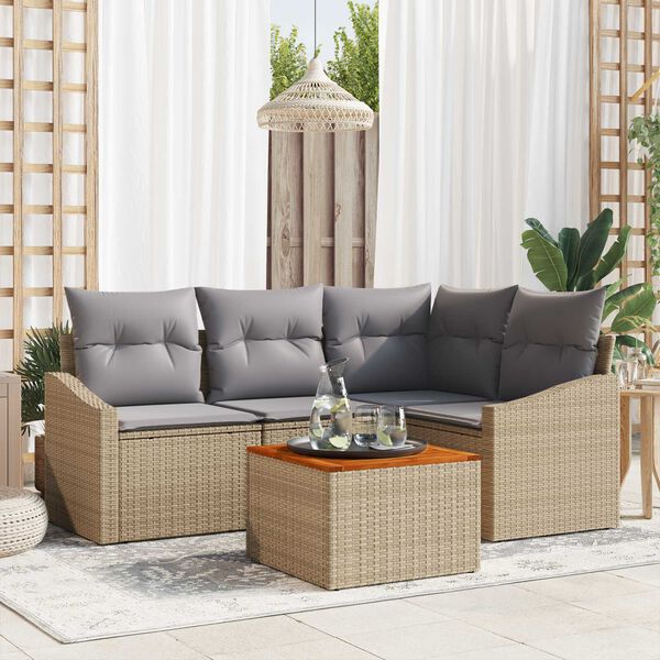 vidaXL Σετ Καναπέ Κήπου 5 pcs μπεζ και ανοιχτό γκρι