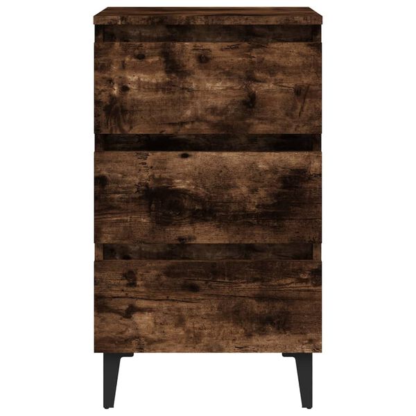 vidaXL Κομοδίνα 2 τεμ. Καπνιστή Δρυς 40x35x69 εκ. με Μεταλλικά Πόδια