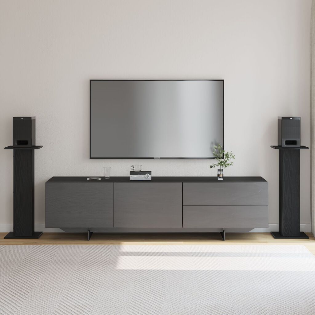 vidaXL Βάσεις Ηχείων 2 τμχ Μαύρο Δρυς 30x30x80 εκ Επεξεργασμένο Ξύλο