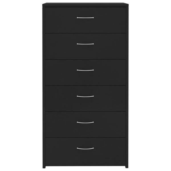 vidaXL Συρταριέρα με 6 Συρτάρια Μαύρη 50 x 34 x 96 εκ. από Επεξ. Ξύλο