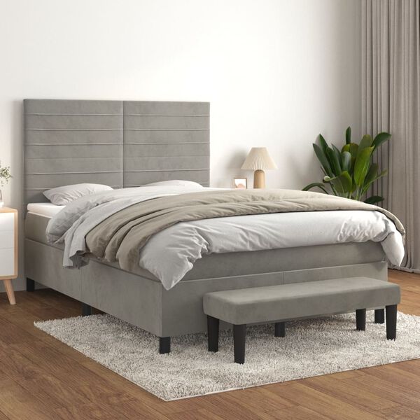 vidaXL &Kappa;&rho;&epsilon;&beta;ά&tau;&iota; Boxspring &mu;&epsilon; &Sigma;&tau;&rho;ώ&mu;&alpha; &Alpha;&nu;&omicron;&iota;&chi;&tau;ό &Gamma;&kappa;&rho;&iota; 140x190 &epsilon;&kappa;. &Beta;&epsilon;&lambda;&omicron;ύ&delta;&iota;&nu;&omicron;