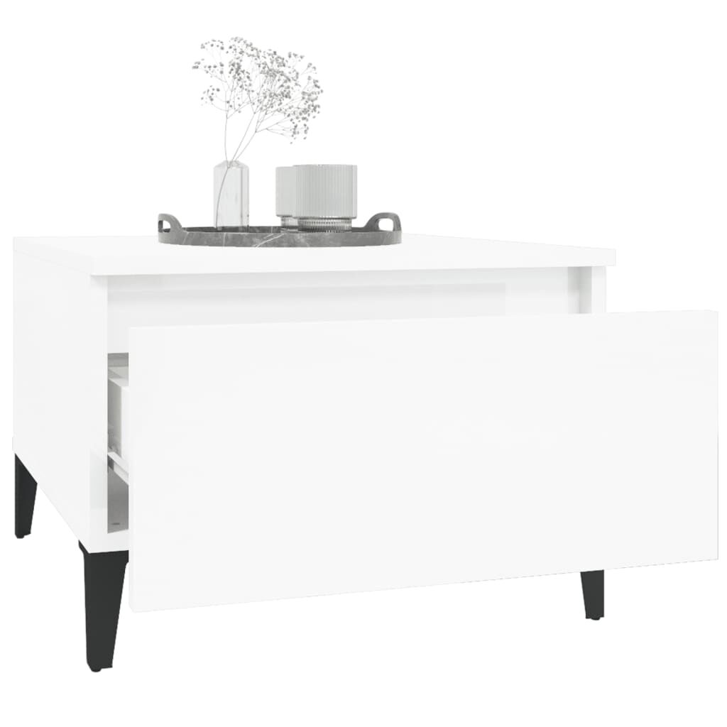 vidaXL Τραπέζι Βοηθητικό Γυαλιστ.Λευκό 50x46x35 εκ. Επεξεργασμένο Ξύλο
