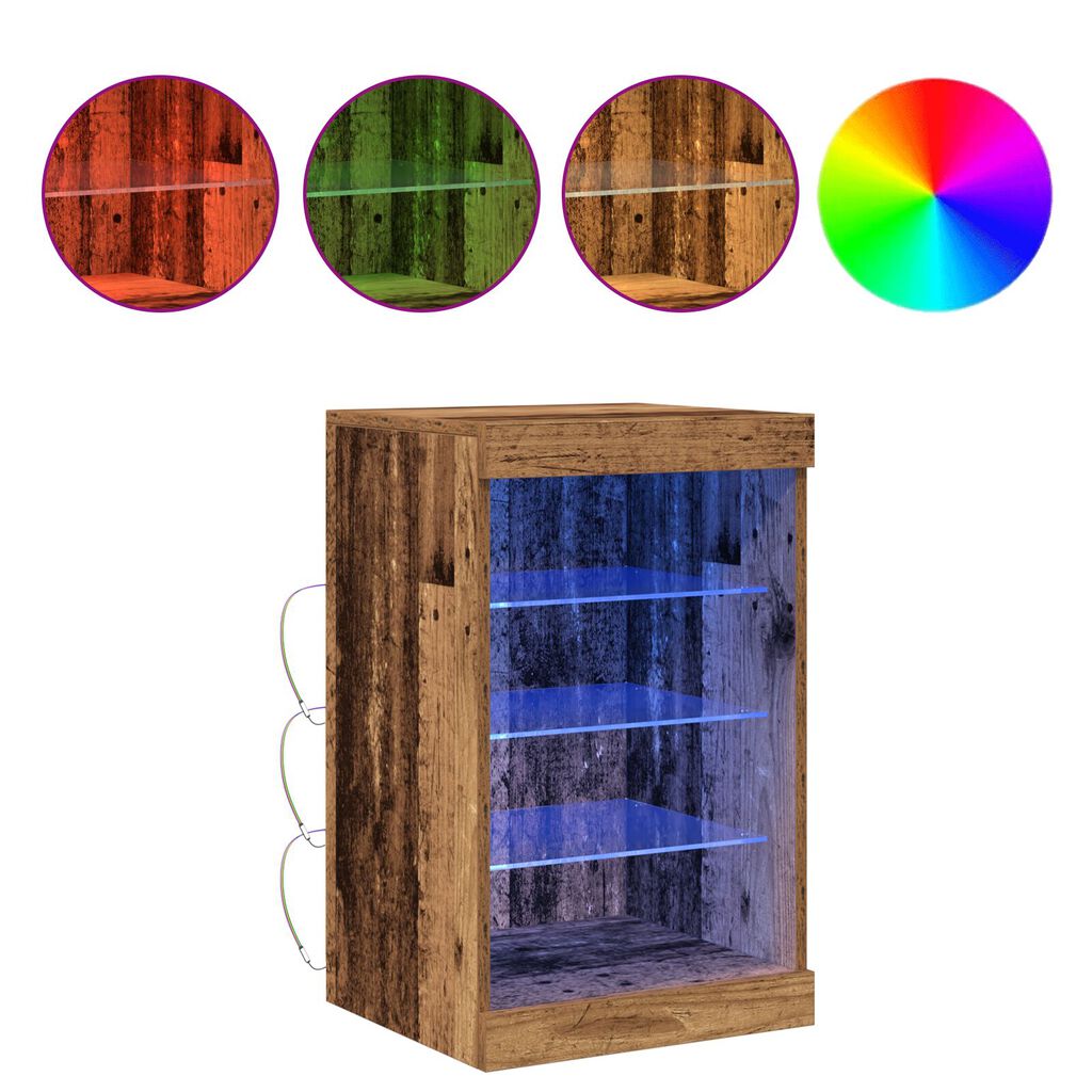 vidaXL Μπουφές με LED Φώτα Παλιού Ξύλου 41x37x67 εκ