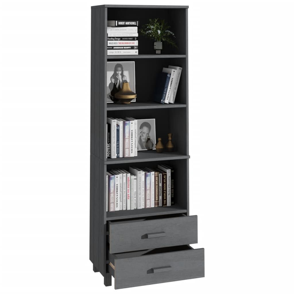 vidaXL Ραφιέρα HAMAR Σκ. Γκρι 60 x 35 x 180 εκ. από Μασίφ Ξύλο Πεύκου