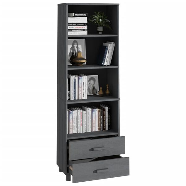 vidaXL Ραφιέρα HAMAR Σκ. Γκρι 60 x 35 x 180 εκ. από Μασίφ Ξύλο Πεύκου