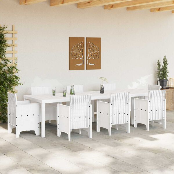 vidaXL Τραπέζι Κήπου Λευκό 300x100x73 cm Πολυ Ρατάν