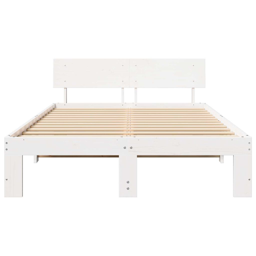 vidaXL Σκελετός Κρεβατιού Λευκό 135 x 190 cm Μασίφ ξύλο πεύκου