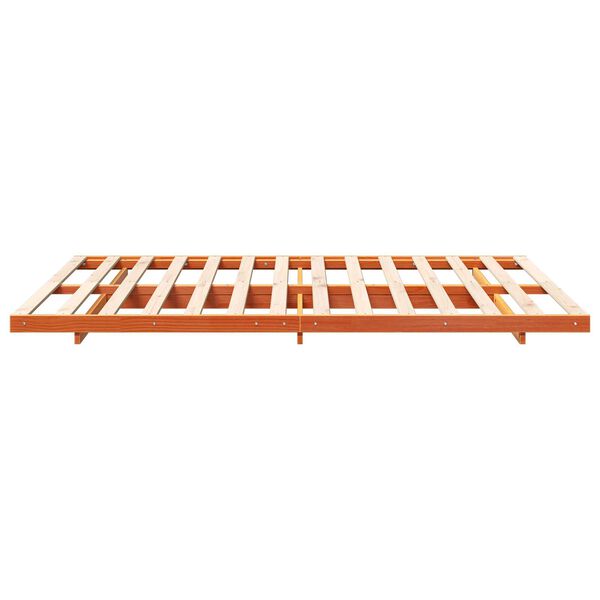 vidaXL Κρεβάτι δαπέδου Καφέ κεριού 140 x 220 cm Μασίφ ξύλο πεύκου