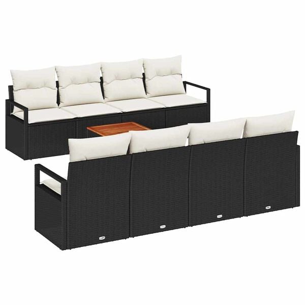 vidaXL Σετ Καναπέ Κήπου 9 pcs Μαύρο και λευκό