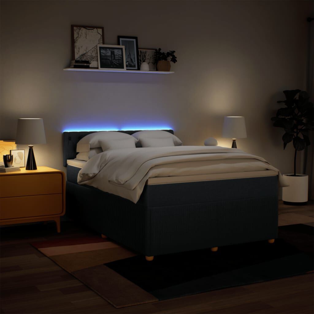 vidaXL Κρεβάτι Boxspring με Στρώμα Μπλε 140x200 εκ. Υφασμάτινο