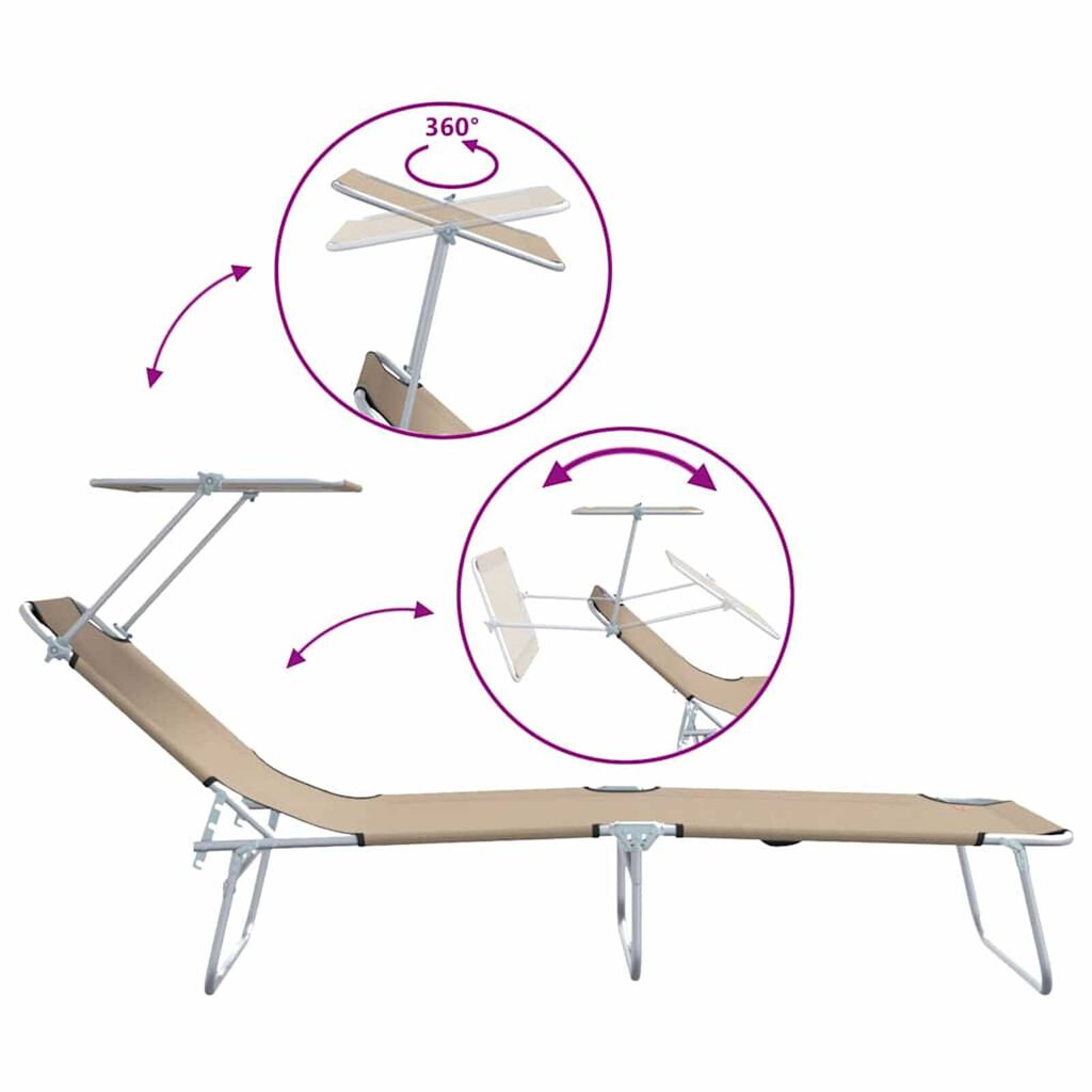vidaXL Ξαπλώστρα 2-πρόσωπο 2 pcs Taupe 58 x 188 x 77 εκ. ύφασμα