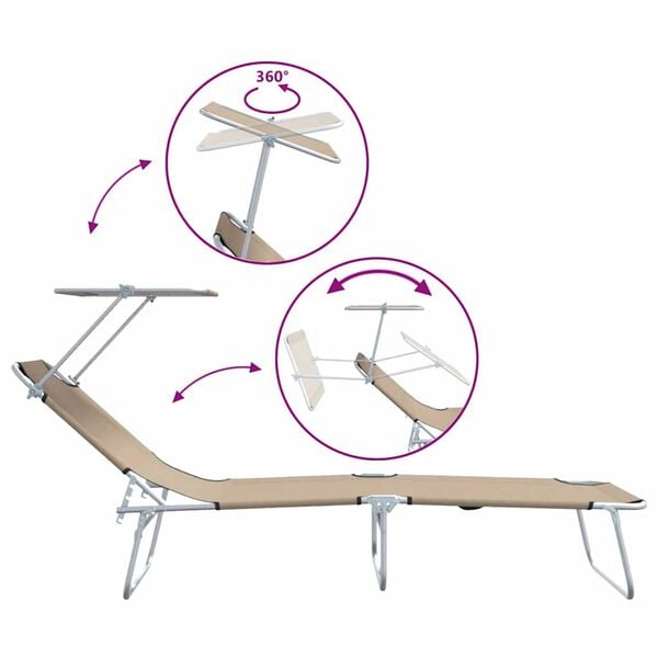 vidaXL Ξαπλώστρα 2-πρόσωπο 2 pcs Taupe 58 x 188 x 77 εκ. ύφασμα