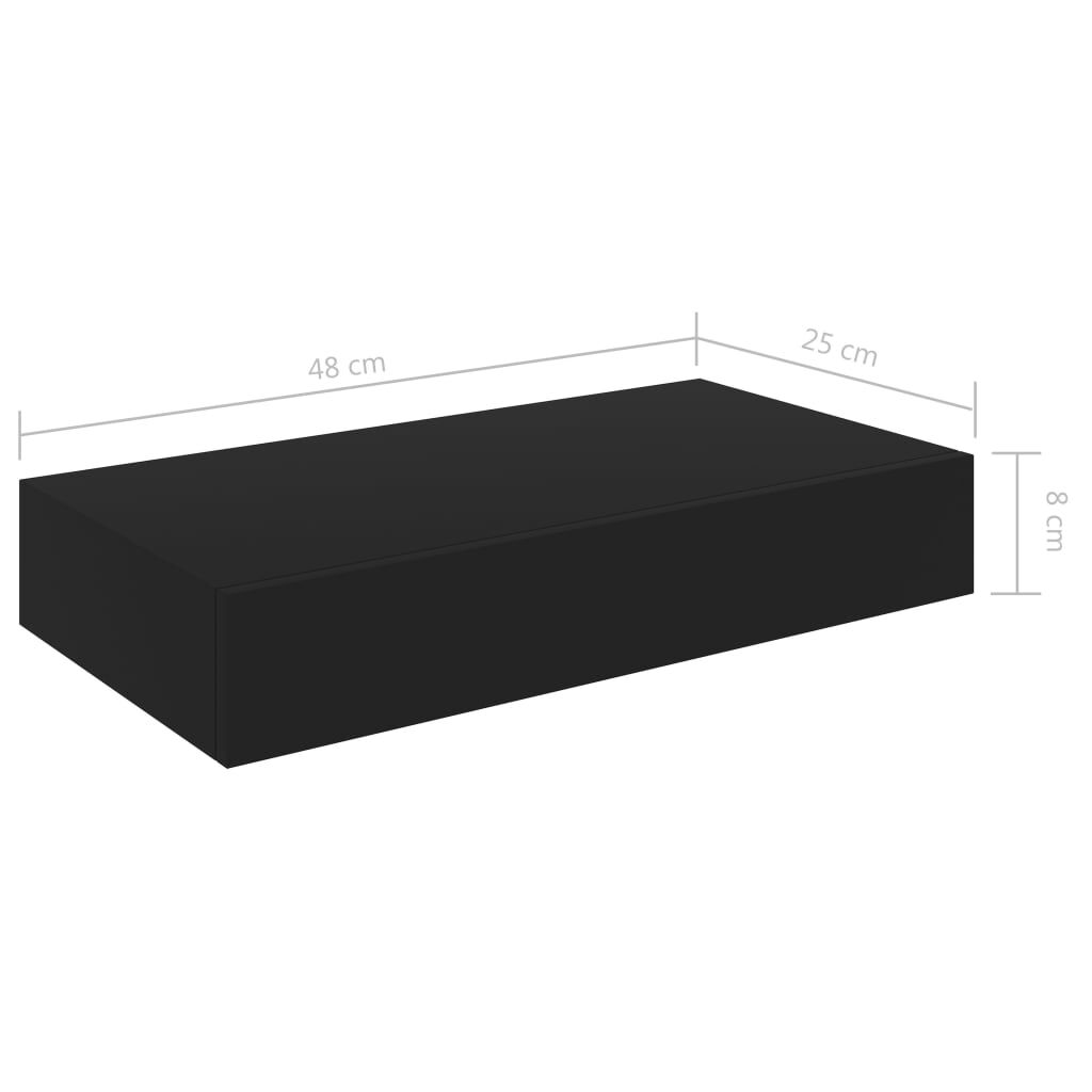 vidaXL Ράφι Τοίχου με Συρτάρι Μαύρο 48 x 25 x 8 εκ. από MDF