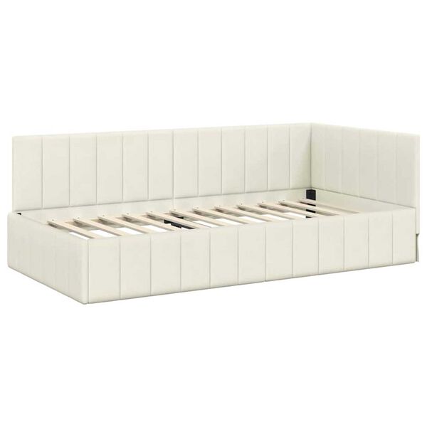 vidaXL Κρεβάτι Γωνίας με κεφαλάρι Κρεμ 90 x 190 cm Βελούδο