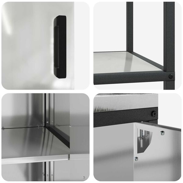 vidaXL Σετ Αποθήκευσης Κουζίνας με ράφι 2 pcs Ασημί 120 x 50 x 92 εκ.