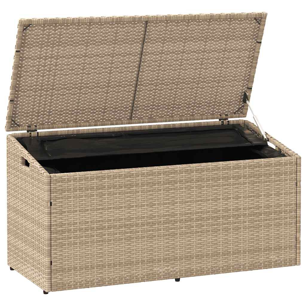 vidaXL Box αποθήκευσης κήπου Μπεζ 110x50x58 cm Poly Rattan
