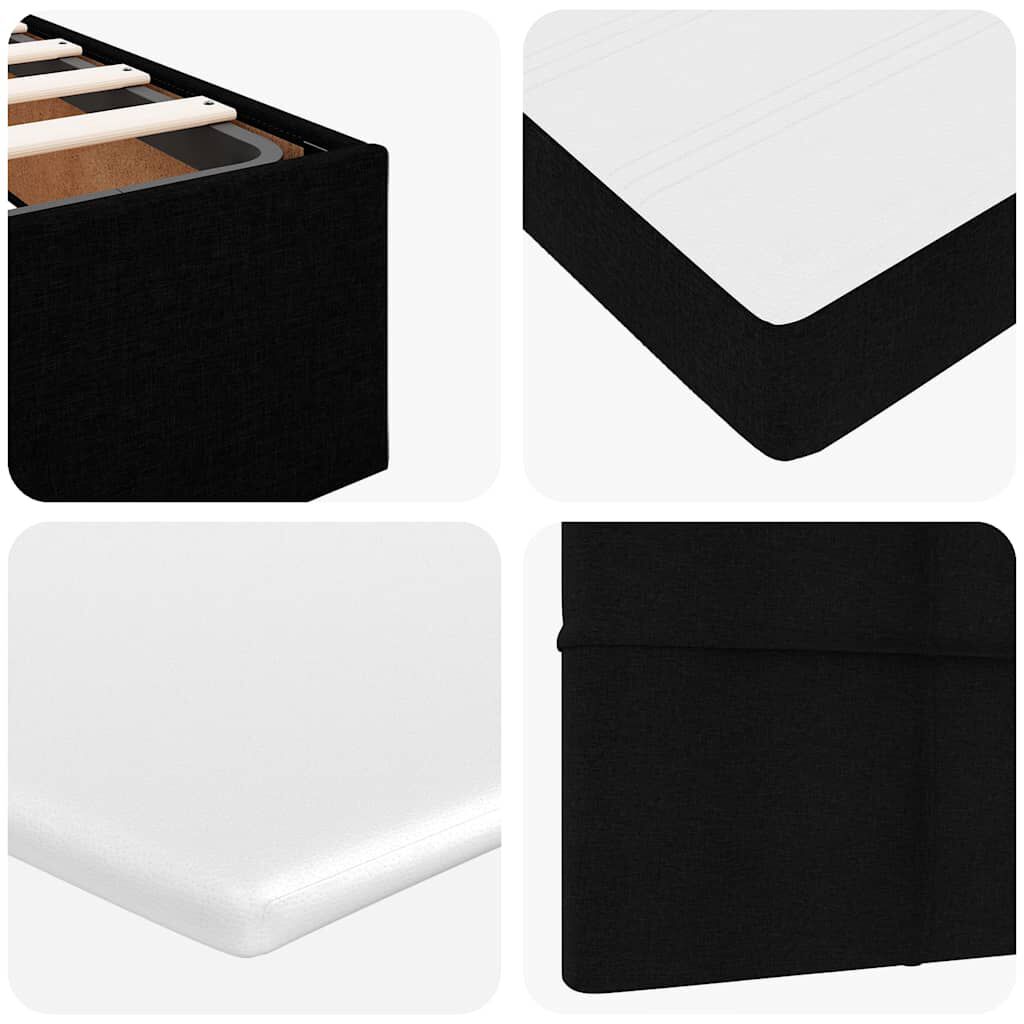vidaXL Οθωμανικό κρεβάτι με στρώμα & LEDs Μαύρο 100x200 cm Ύφασμα