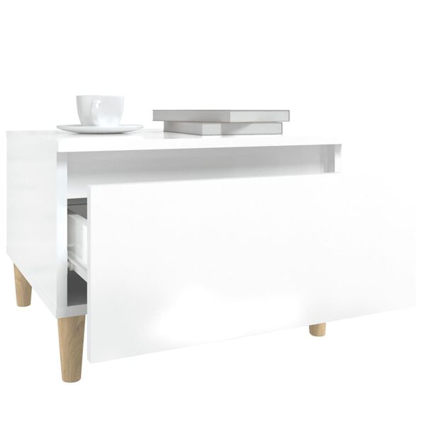 vidaXL Τραπέζι Βοηθητικό Γυαλιστ.Λευκό 50x46x35 εκ. Επεξεργασμένο Ξύλο