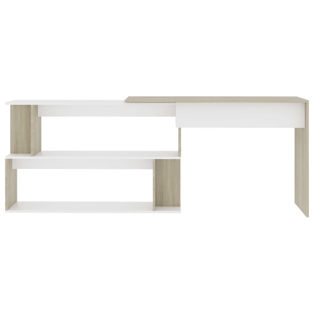 vidaXL Γραφείο Γωνιακό Λευκό/Sonoma Δρυς 200 x 50 x 76 εκ. Επεξ. Ξύλο