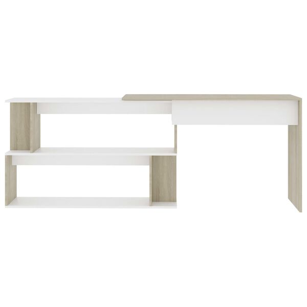 vidaXL Γραφείο Γωνιακό Λευκό/Sonoma Δρυς 200 x 50 x 76 εκ. Επεξ. Ξύλο